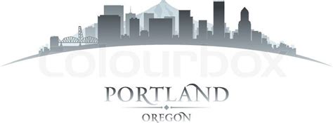 Portland Oregon city skyline silhouette. Vector illustration | Vector | Colourbox on Colourbox ...