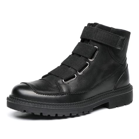 Black Velcro Tapes High Top Mens Oxfords Shoes Ankle Sneakers Boots