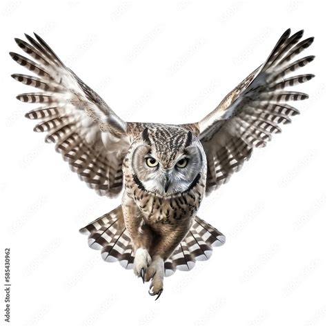 owl flying isolated on white Stock Photo | Adobe Stock