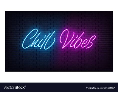 Neon chill vibes lettering text chill Royalty Free Vector