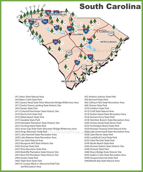 South Carolina state parks map