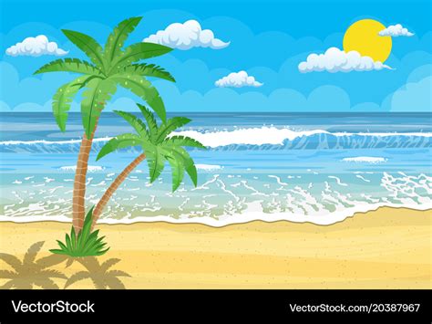 Summer beach with a sun Royalty Free Vector Image