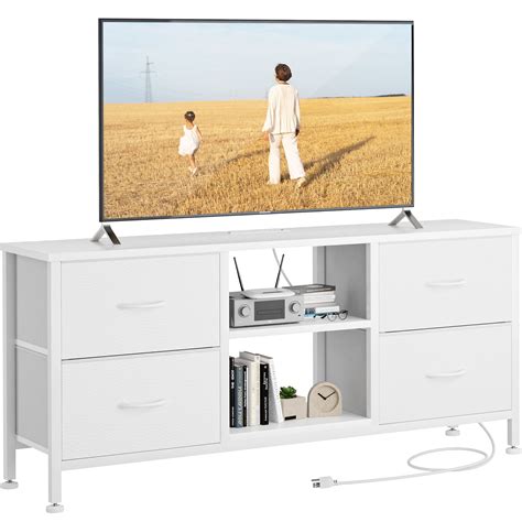 "GIKPAL 4-Drawer White Dresser TV Stand, Modern Bedroom Storage for Up to 50"" TVs" - Walmart.com