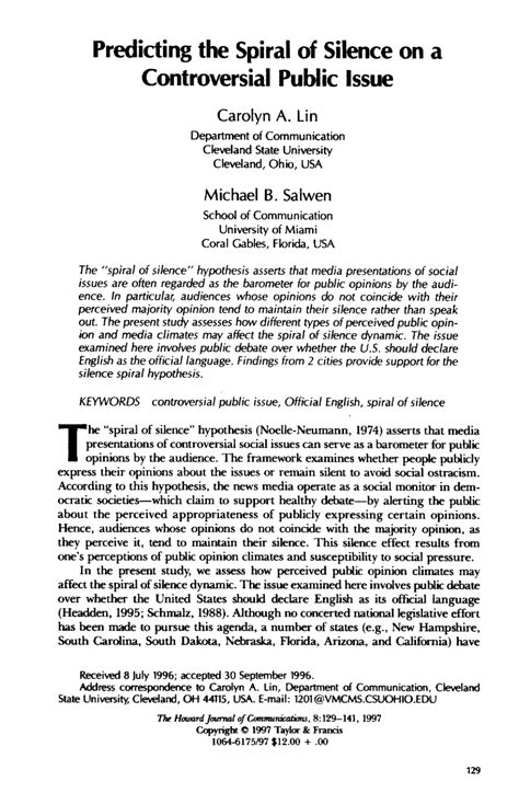 (PDF) Predicting the Spiral of Silence on a Controversial Public Issue.