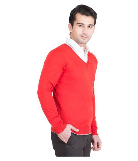 KRISTOF Red V Neck Sweater - Buy KRISTOF Red V Neck Sweater Online at ...