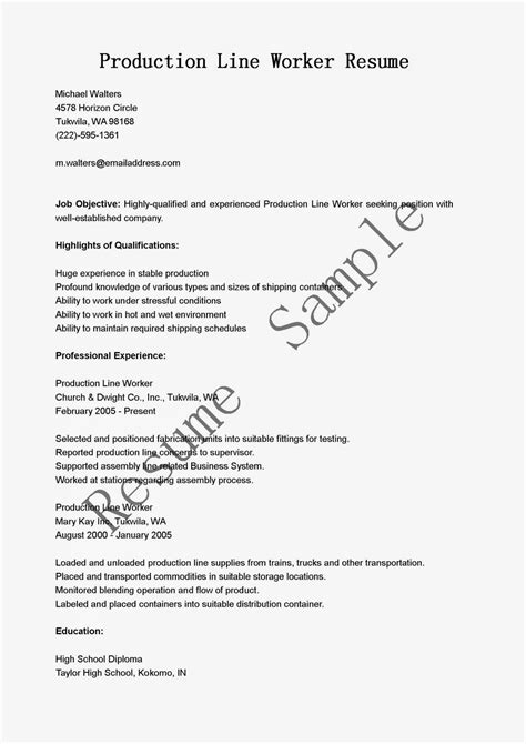 Resume Samples: Production Line Worker Resume Sample