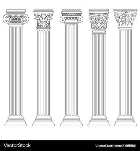 Roman column set greek pillar ancient Royalty Free Vector