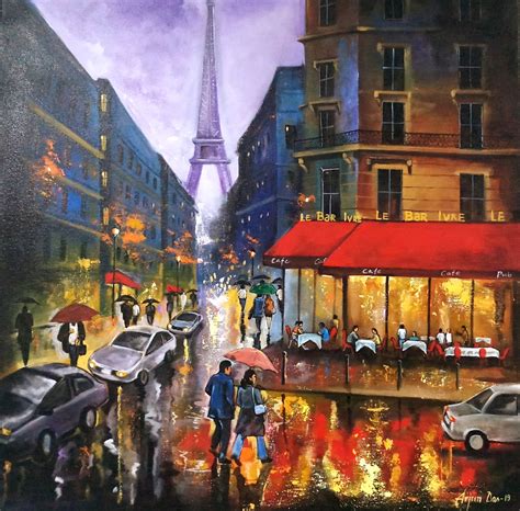 Buy Painting Rainy Day In Paris Artwork No 15618 by Indian Artist Arjun Das