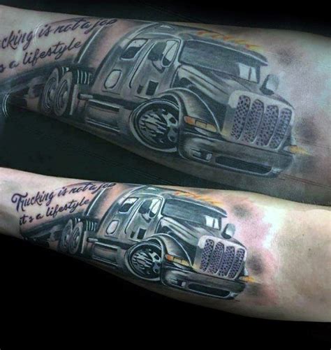 60 Truck Tattoos For Men - Vintage and Big Rig Ink Design Ideas | Truck ...