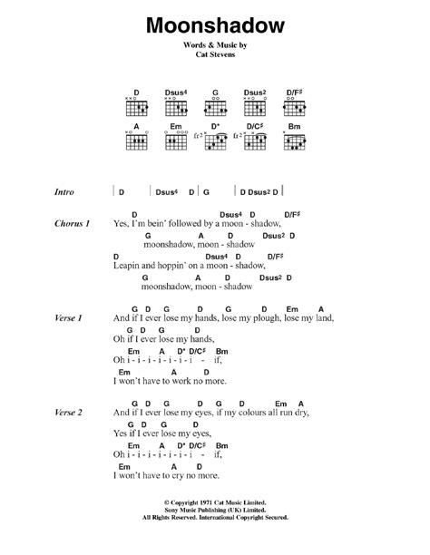 Moonshadow by Cat Stevens - Guitar Chords/Lyrics - Guitar Instructor