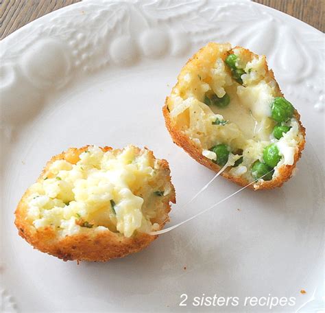 Cheesy Rice Balls with Peas - 2 Sisters Recipes by Anna and Liz