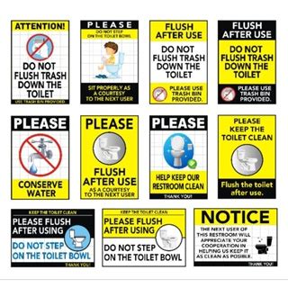 PVC Plastic signage Restroom Etiquette signage do not flush trash down ...