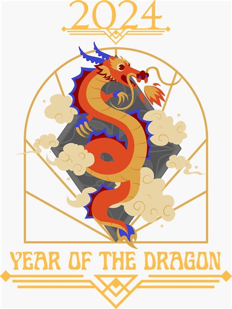 "Year Of The Dragon 2024 Chinese New Year Lunar Calendar Art Noveau" Sticker for Sale by ...