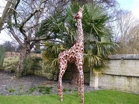 Giant 7ft Plated Metal Giraffe Garden Event Sculpture - 2.3m