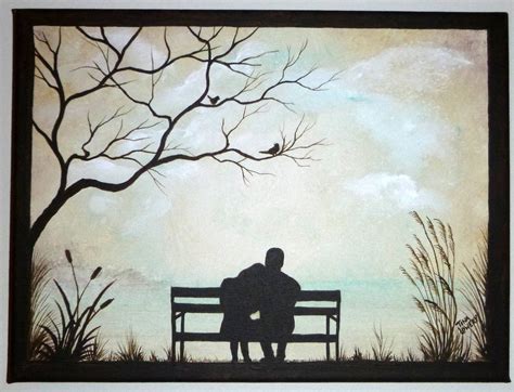 Couple on Park Bench, Original Painting, Small 9" x 12" Great Gift for ...