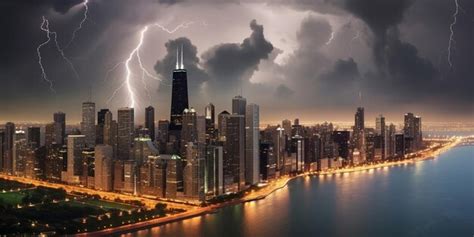 Premium AI Image | Captivating Chicago skyline pictures during a storm