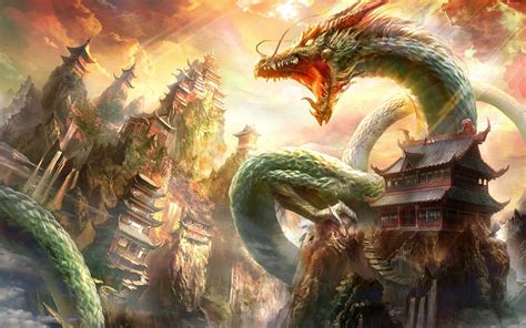 fantasy Art, Dragon, Chinese Architecture Wallpapers HD / Desktop and Mobile Backgrounds