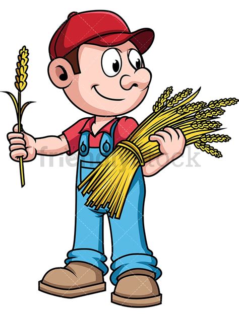 Farmer Harvesting Wheat Cartoon Vector Clipart - FriendlyStock