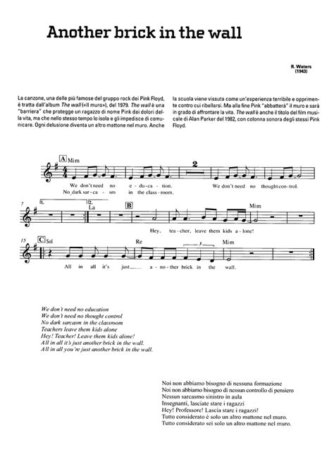 ANOTHER BRICK IN THE WALL Easy Sheet music | Easy Sheet Music