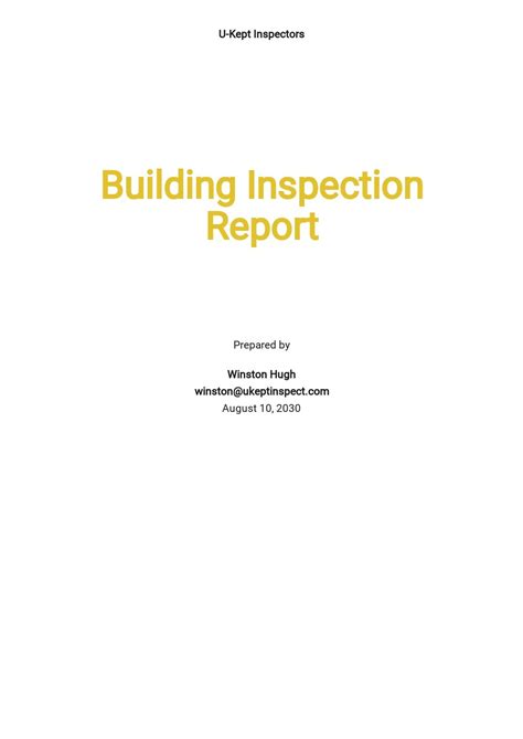 Building Inspection Report Template