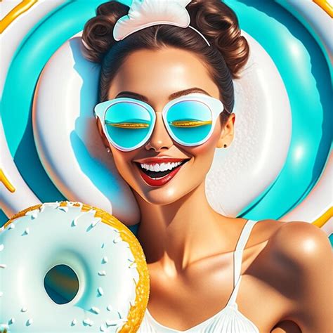 Premium AI Image | Young beautiful smiling woman in sunglasses