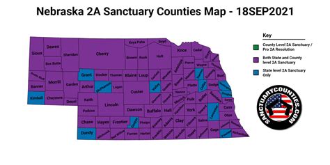 New Nebraska Second Amendment Sanctuary State Map Update 18SEP2021 - Sanctuary Counties