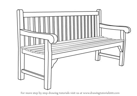 Learn How to Draw a Bench (Furniture) Step by Step : Drawing Tutorials