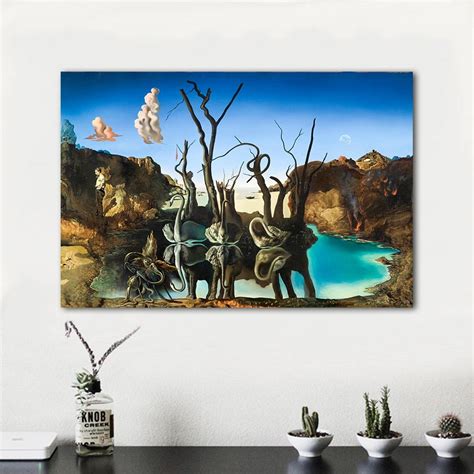 Swans Reflecting Elephants by Salvador Dalí • CanvasPaintArt