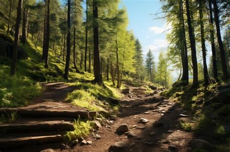 Premium AI Image | Photos of hiking trails in nature