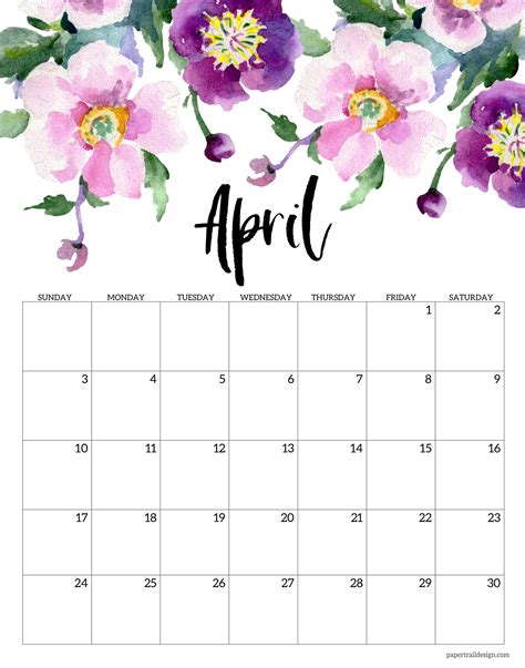 Free Printable April 2024 Calendar Flowers - 2024 CALENDAR PRINTABLE