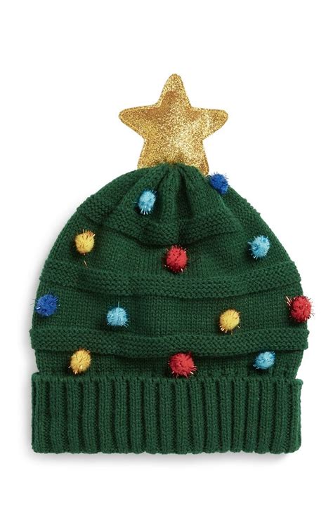 Primark - Christmas Tree Beanie Primark Christmas, Green Xmas, Knitted Hats, Crochet Hats ...