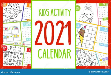 Kids Activity Calendar. 2021 Annual Calendar with Educational Games for Kids and Toddlers ...