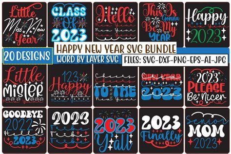 Happy New Year SVG Bundle Vol.12 Bundle · Creative Fabrica