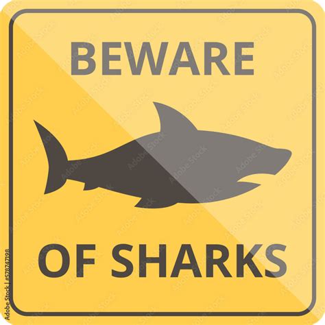 Beware the sharks board icon cartoon vector. Shark sign. Area attack ...