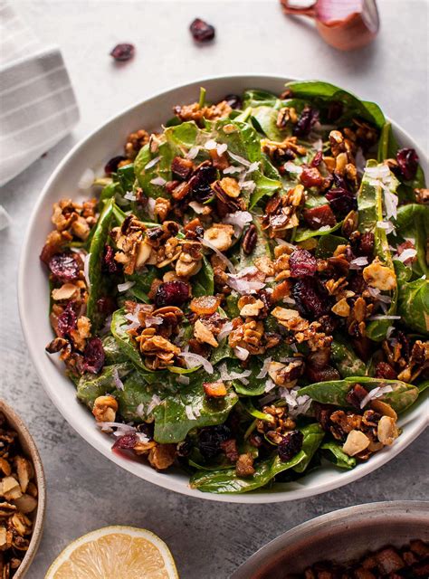 Spinach Salad with Crispy Pancetta and Candied Nuts • Salt & Lavender