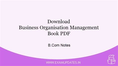 Business Organisation Management Book - B.Com Notes Download