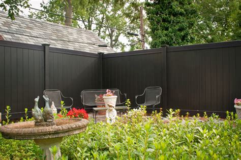 Black Vinyl PVC Privacy Fencing Panels from Illusions Vinyl Fence - Traditional - Landscape ...