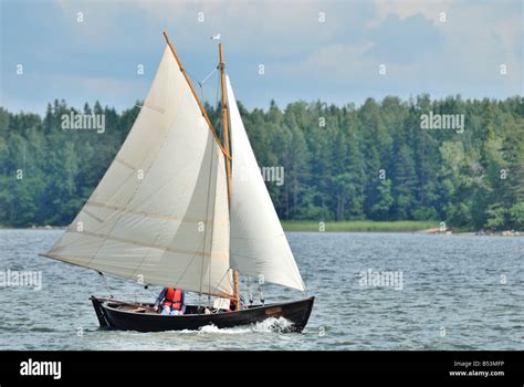 A small ship race, a traditional wooden sailing boats race in the Porvoo Archipelago, Porvoo ...