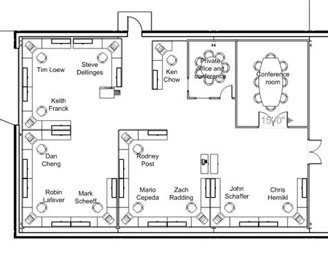 the floor plan for an office