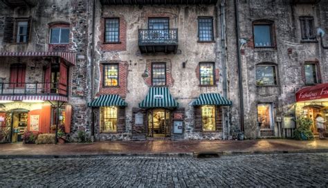 River St Savannah Georgia. This street has buildings that are hundreds ...