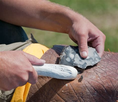 Flint knapping | Flake removal with soft hammer | David Wheatley | Flickr