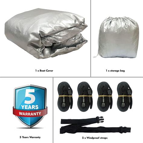 LEADALLWAY Heavy Duty 210D Polyester Cover Marine Grade Trailerable Boat Cover Fits V-Hull Tri ...