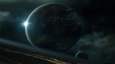 science fiction, Planet, Flares, Moon, Clouds Wallpapers HD / Desktop ...