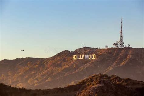 The Hollywood Sign in Los Angeles at Sunset Editorial Stock Photo ...