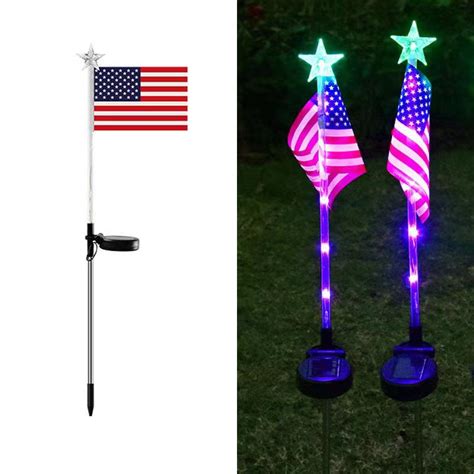 American Flag Shaped Solar Decor Stake Lights (2 Pieces) – 11-flag