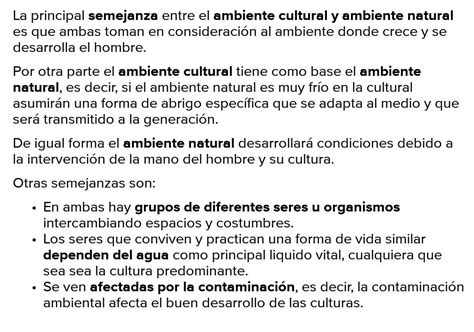 similitudes del ambiente cultural - Brainly.lat