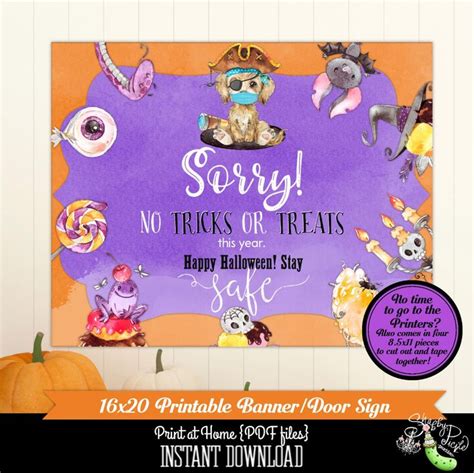 16x20 Halloween No Candy Sign-No Tricks or Treats-Cat & | Etsy | Candy signs, Trick or treat ...