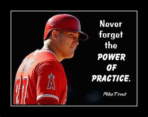 Mike Trout 'Power of Practice' Baseball Motivation Quote Poster