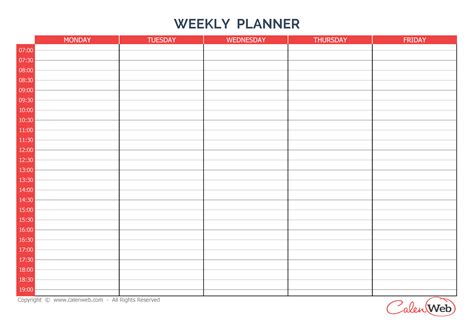 Monday To Friday Planner Template ⋆ Calendar for Planning