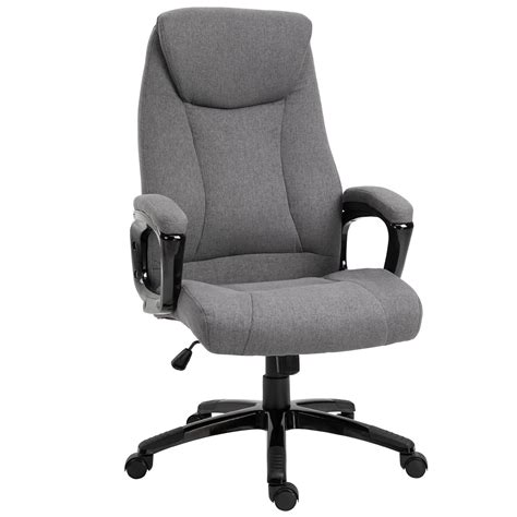 Vinsetto Ergonomic Office Chair Adjustable Height Linen Fabric Rocker 360° Swivel Task Seat ...